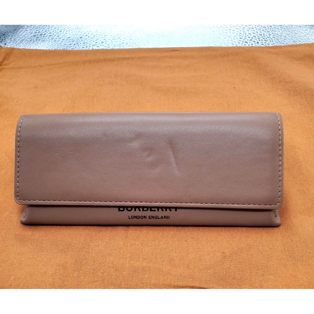 Burberry Brown‎ Leather Eyeglass Sunglasses Clamshell Case Logo Adult Holder